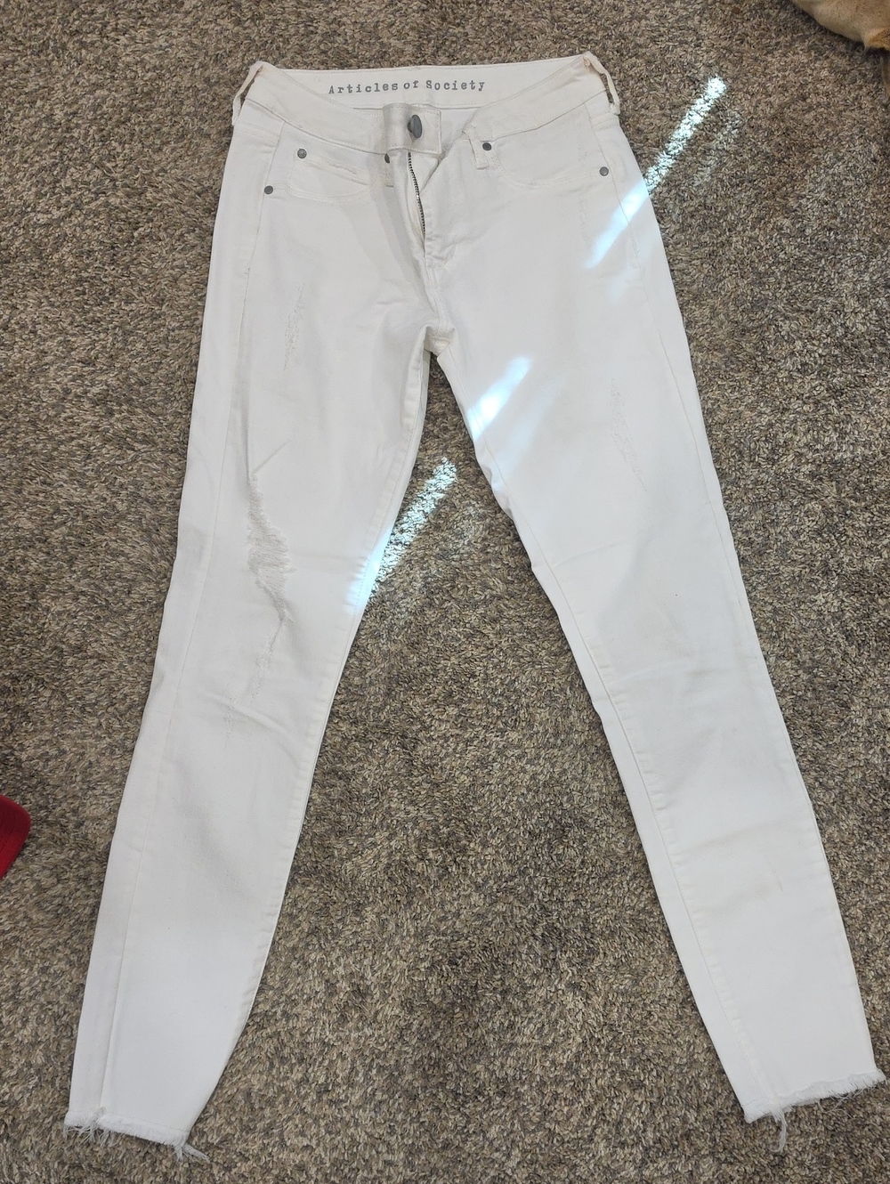 Articles Of Society Off-White High-Rise Distressed Skinny Jeans